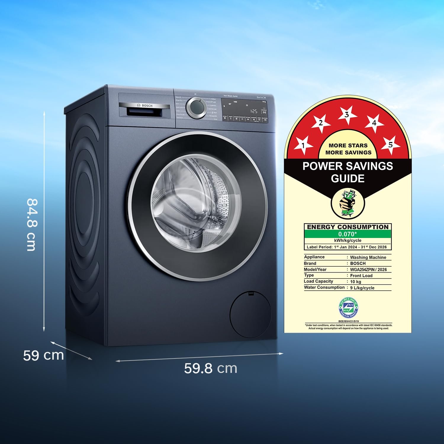 Bosch 10 kg Front Load (WGA254ZPIN) view 3