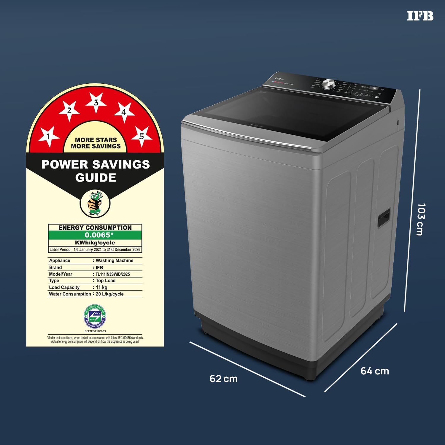 IFB 11kg Top Load Washing Machine (TL111IN3SWID) view 3