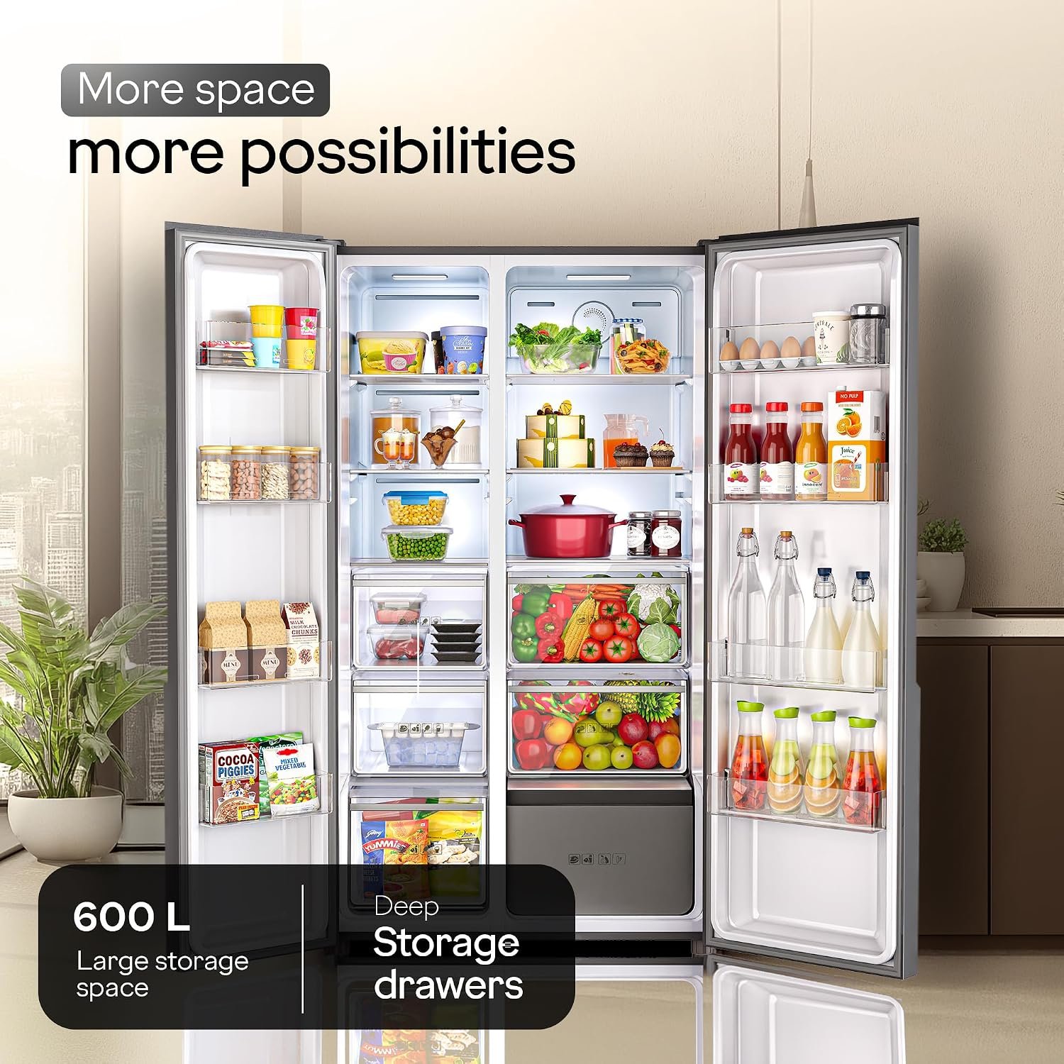 Godrej 600 L Side By Side Refrigerator - Opera Rose (646C RIT OP RS) view 3