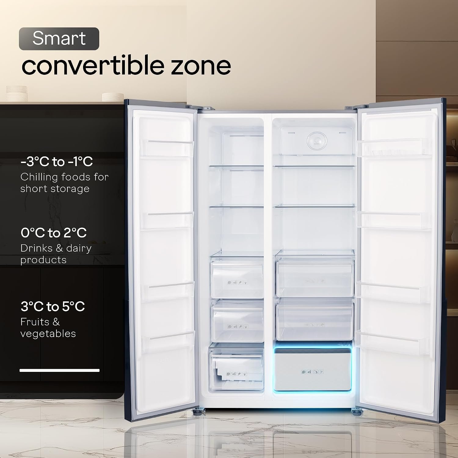 Godrej 600 L Side By Side Refrigerator - Opera Rose (646C RIT OP RS) view 4
