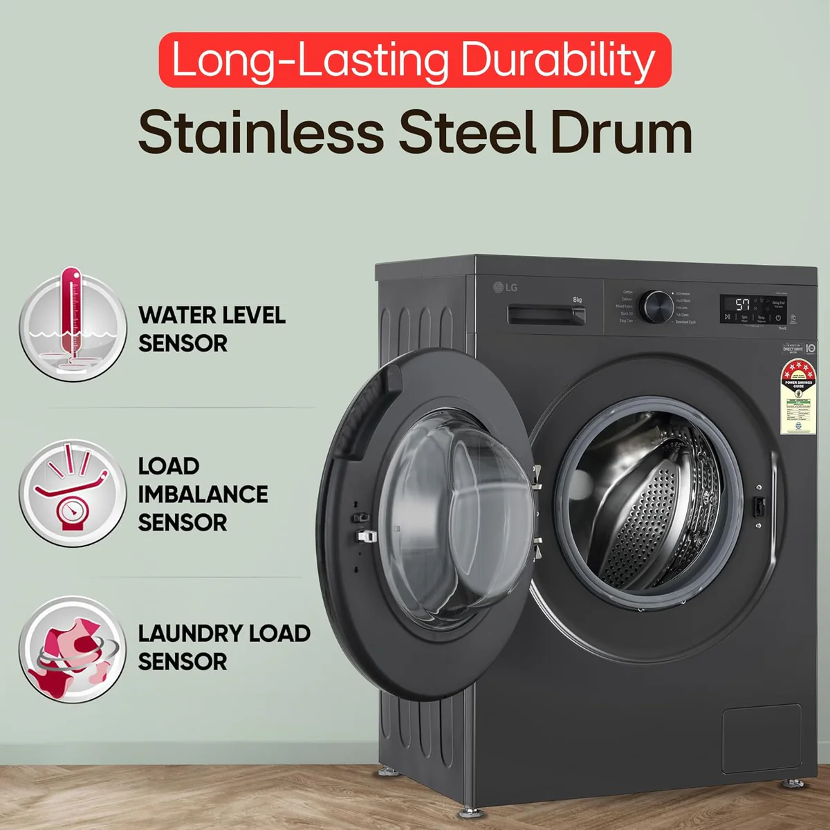 LG 8kg Front Load Washing Machine (FHB1208Z2M) view 4
