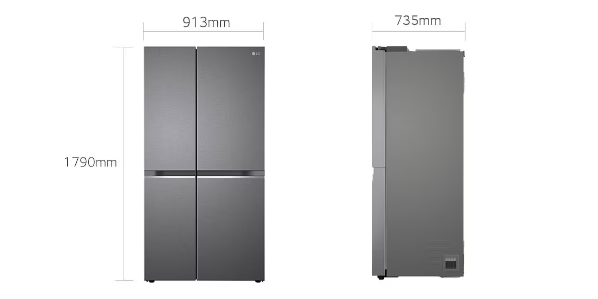 LG 650L Side by Side Refrigerator (GL-B257JDS3) view 3