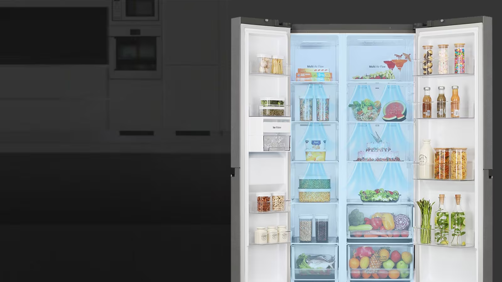LG 650L Side by Side Refrigerator (GL-B257JDS3) view 4