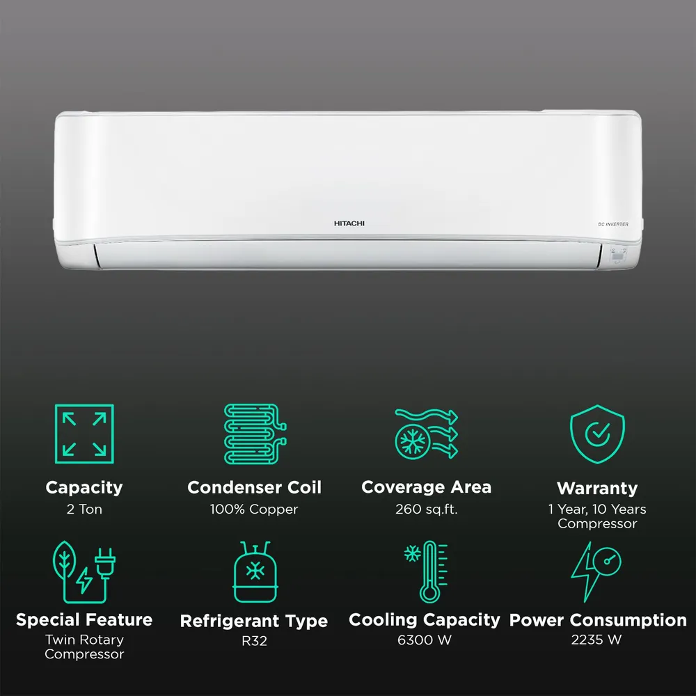 Hitachi 2 Ton 3 Star Inverter Split AC (RAS.E322PCDIB) view 2
