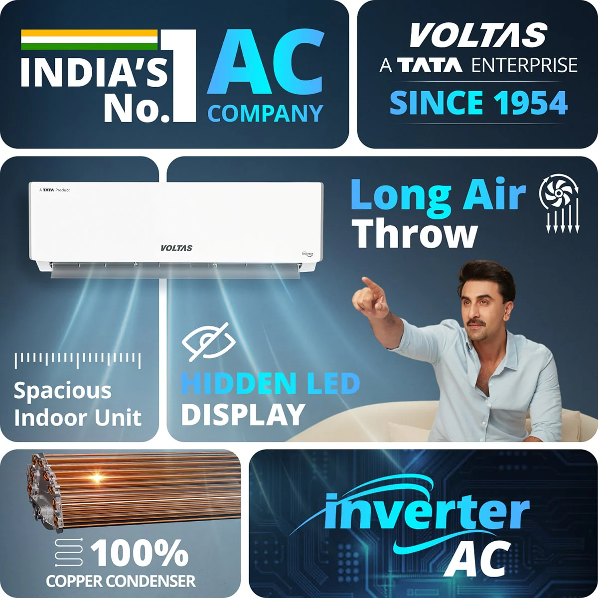 Voltas 2 Ton 5 Star Inverter Split AC (245INV Vectra Plush) view 2