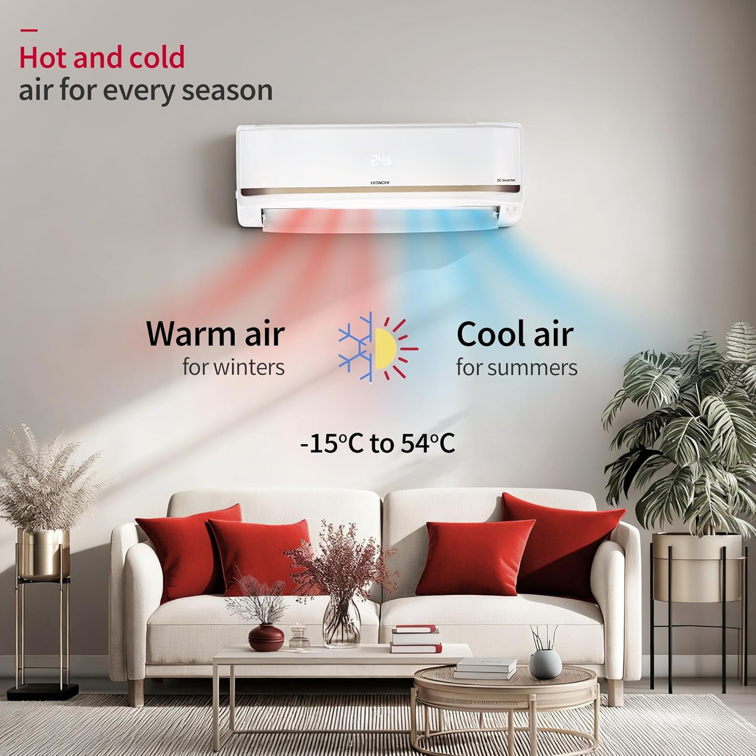 Hitachi 1.5 Ton 3 Star Inverter Hot & Cold Split AC (RAS.G318PHDIST) view 2