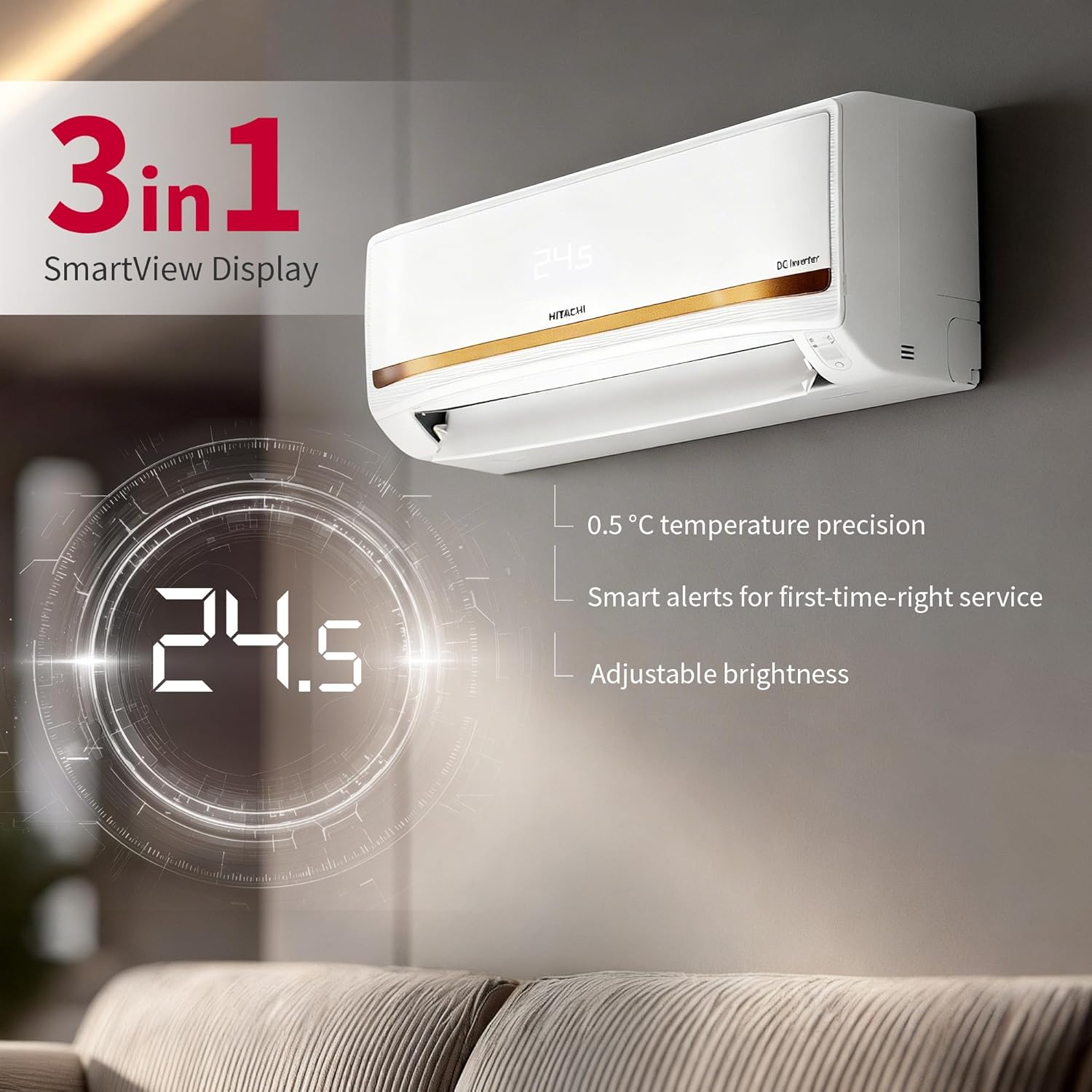 Hitachi 1.5 Ton 3 Star Inverter Hot & Cold Split AC (RAS.G318PHDIST) view 6