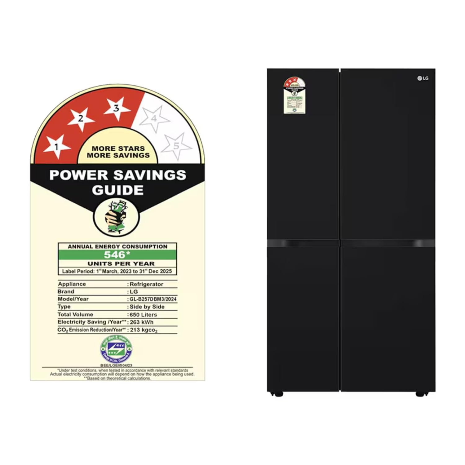 LG 650 L Side by Side Refrigerator (GL-B257DBM3) view 2