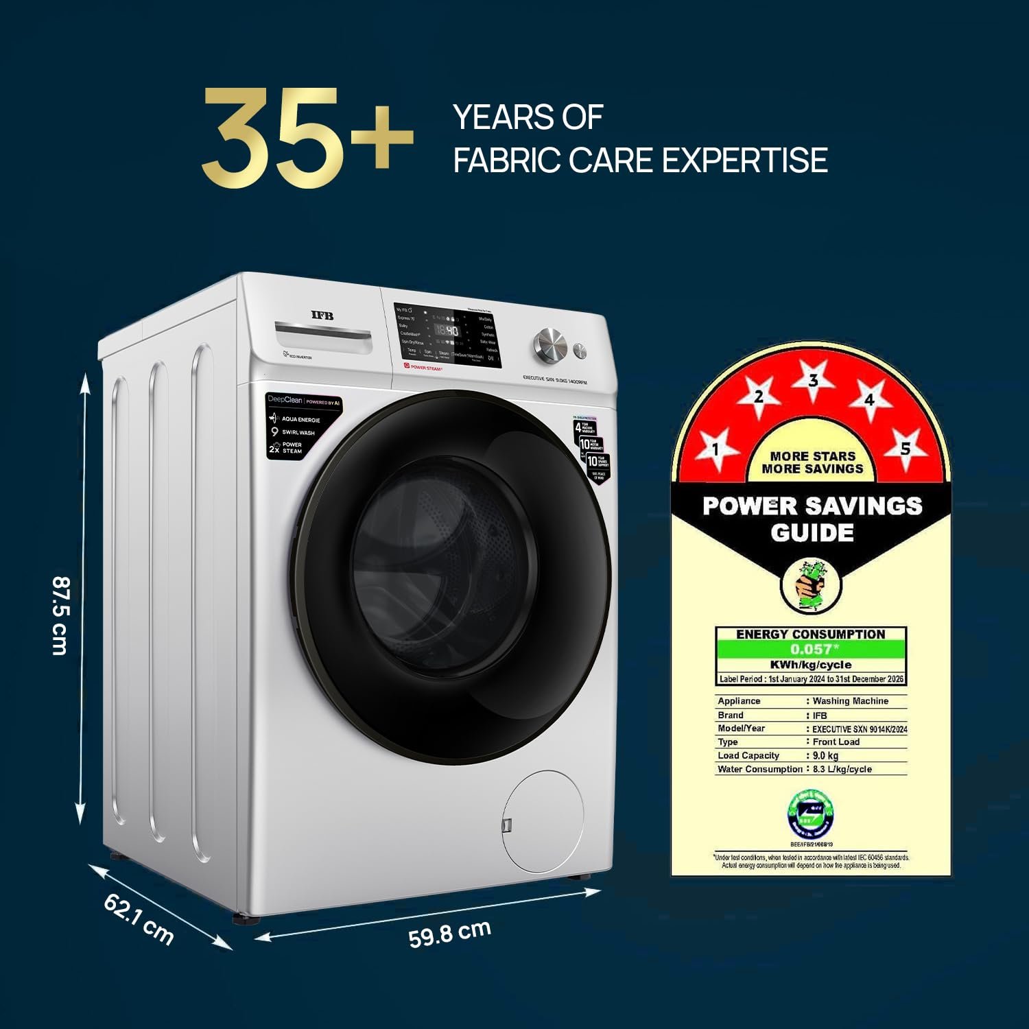 IFB 9kg Front Load Washing Machine (Executive SXN 9014K CMS) view 3