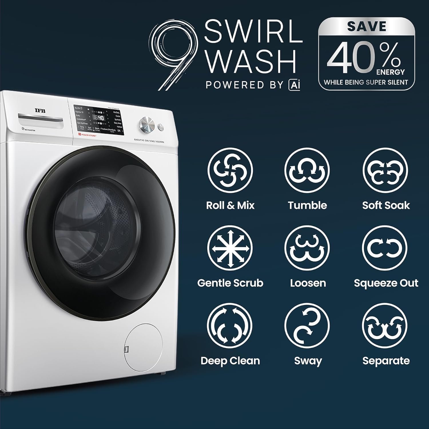 IFB 9kg Front Load Washing Machine (Executive SXN 9014K CMS) view 5